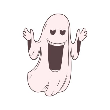 Sevimli Korkunç Hayalet Korku Çizgi Filmi Karakteri Beyaz Giyinik