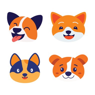 Mutlu İfadeli Sevimli Portakal Yavrusu Hayvan Kafa Çizgi Filmi Karakteri