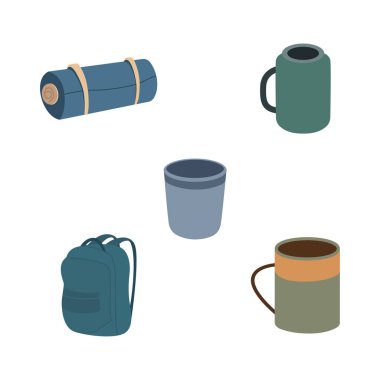 Kamp Aracı Elementleri Kupa Kupa Bardağı Sırt Çantası Mat