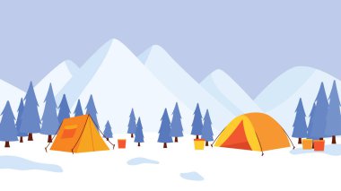 Buz Dağı 'nda Kamp Kampı' yla Kış Tatili Çam Ağaçlı Doğa Manzarası