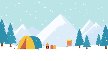 Buz Dağı 'nda Kamp Kampı' yla Kış Tatili Çam Ağaçlı Doğa Manzarası