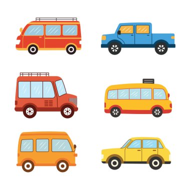 Otomobil Otobüsü Taşımacılık Seyahati Illustration Seti