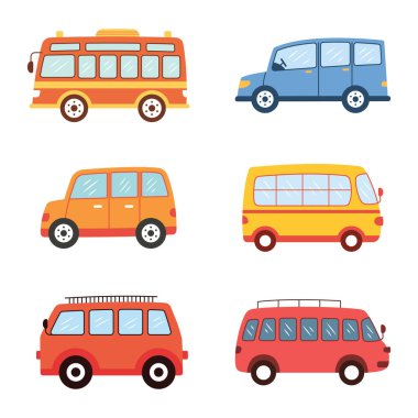 Otomobil Otobüsü Taşımacılık Seyahati Illustration Seti