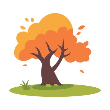 Natural Orange Tree in Forest in Autumn Fall Season clipart