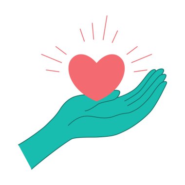 Barış Bakımı Sembolü Olarak Parlayan Aşk Kalbi ile Açık El