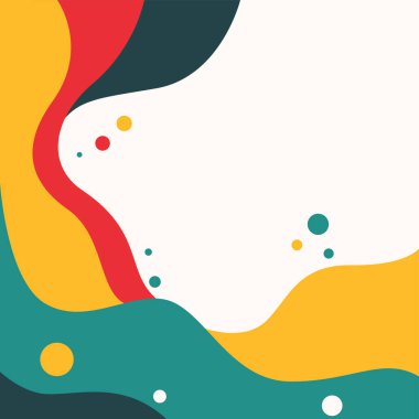 Beyaz Boş Alan ile Renkli Soyut Su Sıvı Çerçeve Arkaplanı