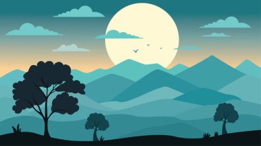 Güzel Dağlar Doğa Manzarası Ormandaki Ağaçlar Gün Doğarken