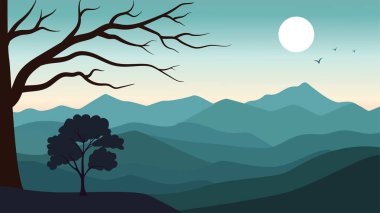 Güzel Dağlar Doğa Manzarası Çorak Ağaç ve Güneş Sabahları