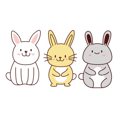 Mutlu İfadeli Sevimli Tavşan Tavşan Hayvan Çizgi Filmi Karakteri