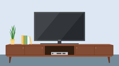 Modern Dijital Televizyon Evdeki Oturma Odasında Masada