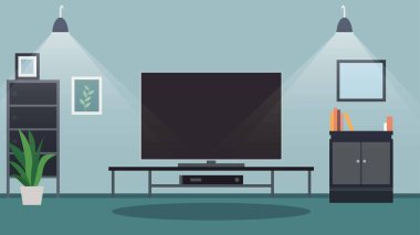 Evdeki Oturma Odasında Spotlight ile Modern Dijital Televizyon