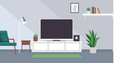 Modern İçişleriyle Oturma Odasında Dijital Televizyon