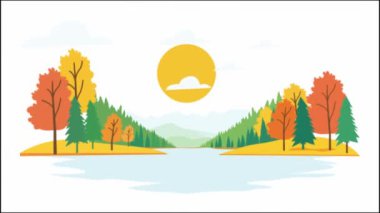 Nehir Dağı 'nın Sonbaharda Çam Ağaçlı Doğa Manzarası