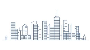 Cityscape Gökdelenler Şehir Kasabasında Çizgi Tasarım Biçimi ile Peyzaj Yapıyor