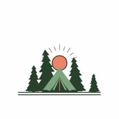 Ormandaki Yeşil Çam Ağaçlı Kamp Çadırı