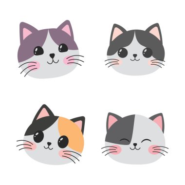 Sevimli Kedi Kedicik Kafalı Maskot Çizgi Filmi Karakteri Mutlu İfadeli