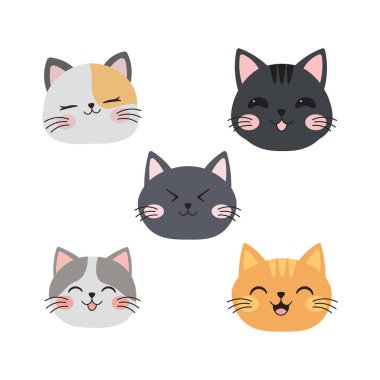 Sevimli Kedi Kedicik Kafalı Maskot Çizgi Filmi Karakteri Mutlu İfadeli