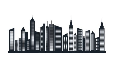 Cityscape Gökdelenleri 'nin Silueti Modern Şehir Kasabası' ndaki Manzara Duvar Kağıdı