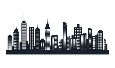 Cityscape Gökdelenleri 'nin Silueti Modern Şehir Kasabası' ndaki Manzara Duvar Kağıdı