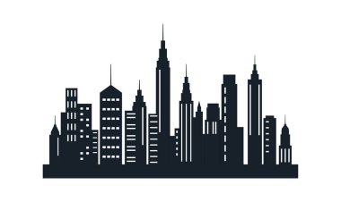 Cityscape Gökdelenleri 'nin Silueti Modern Şehir Kasabası' ndaki Manzara Duvar Kağıdı