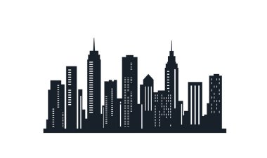 Cityscape Gökdelenleri 'nin Silueti Modern Şehir Kasabası' ndaki Manzara Duvar Kağıdı