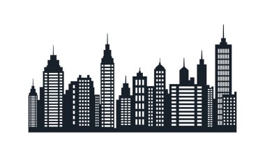 Cityscape Gökdelenleri 'nin Silueti Modern Şehir Kasabası' ndaki Manzara Duvar Kağıdı