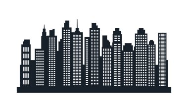 Cityscape Gökdelenleri 'nin Silueti Modern Şehir Kasabası' ndaki Manzara Duvar Kağıdı