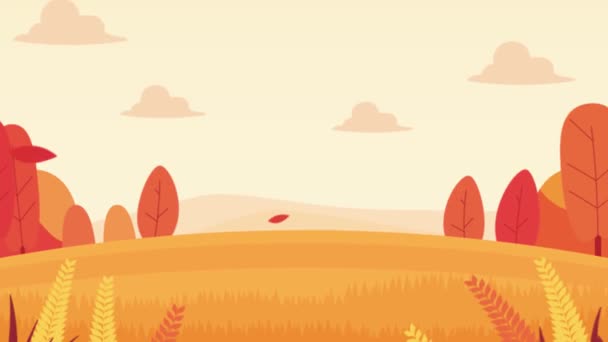 Footage of Wheat Field Nature Landscape with Trees Plants