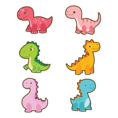 Mutlu Komik Bebek Dinozor Hayvan Çizgi Film Karakteri Çıkartması
