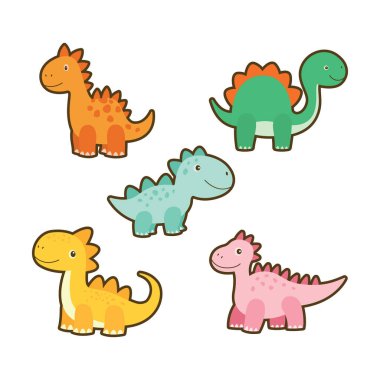 Mutlu Komik Bebek Dinozor Hayvan Çizgi Film Karakteri Çıkartması