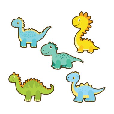 Mutlu Komik Bebek Dinozor Hayvan Çizgi Film Karakteri Çıkartması