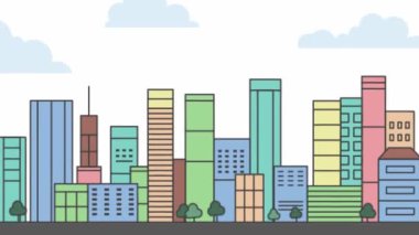 Renkli Şehir Binalarının Görüntüsü Parlak Gökyüzündeki Şehir Kasabasında