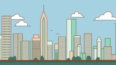 Parlak Mavi Gökteki Şehir Kasabasında Şehir Binaları Manzarası