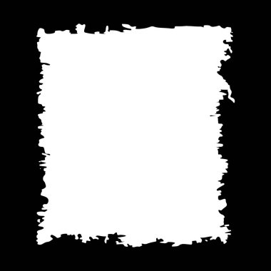 Kare Siyah Kırsal Kaba Yırtık Kağıt Çerçeve Arkaplan Beyaz Kopya Boşluğu ile Vintage Retro Biçimi
