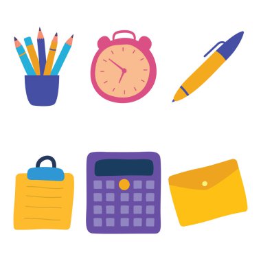 Kağıt Notlar Kalem Hesap Makineli Renkli İşyeri Okul Kağıdı