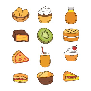 Fast Food Burger Kek Keki 'nin Simgesi Ekmek ve İçecek İçeceği