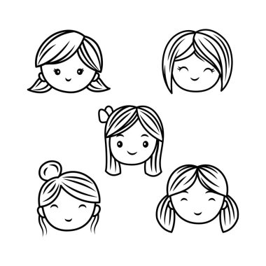 Coiffure Saç Tarzı Çizgi Sanatında Güzel İnsanlar Kız Yüzü Karakteri