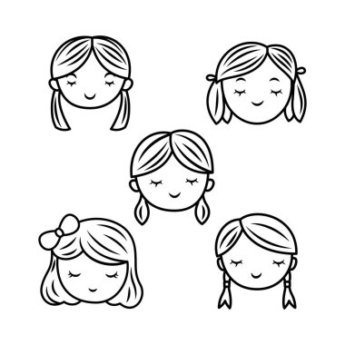 Coiffure Saç Tarzı Çizgi Sanatında Güzel İnsanlar Kız Yüzü Karakteri