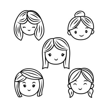 Coiffure Saç Tarzı Çizgi Sanatında Güzel İnsanlar Kız Yüzü Karakteri