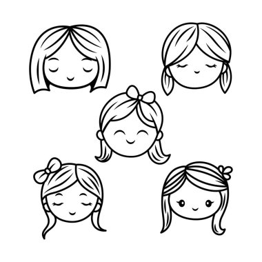Coiffure Saç Tarzı Çizgi Sanatında Güzel İnsanlar Kız Yüzü Karakteri