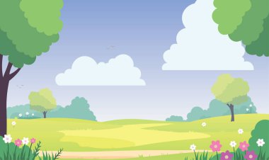 Güzel Park Bahçesi Doğa Manzarası Yazın Çiçek Ağacı