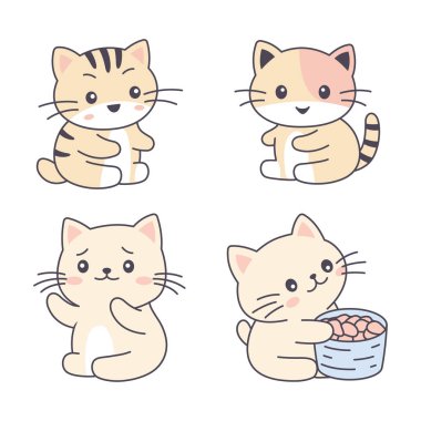 Sevimli Portakal Kedicik Küçük Kedi Evcil Hayvan Çizgi Filmi Karakteri Yiyor