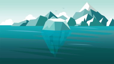 Buz dağı Doğa Manzarası Kuzey Kutbu 'nda Mavi Okyanus' ta yüzüyor.