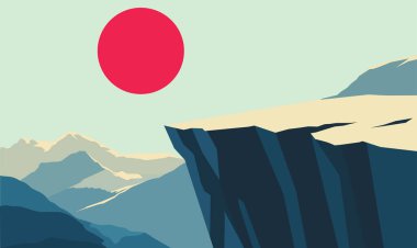 Rocky Cliff Dağı Tepesi Doğa Manzarası Güneşle Parlak Gökyüzünde Macera