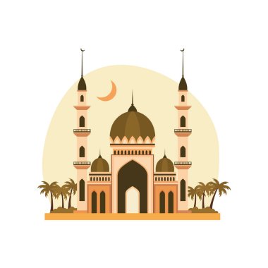 Ortadoğu 'da Minareli İslami Cami Dış İnşaat Manzarası