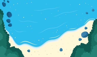 Mavi Okyanus Dalgaları 'nın Havadan Görünümü Nazikçe Düşüyor ve Huzurlu Kum Sahil Hattı' na Yuvarlanıyor