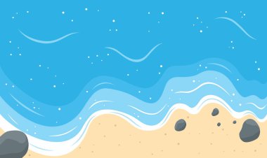 Mavi Okyanus Dalgaları 'nın Havadan Görünümü Nazikçe Düşüyor ve Huzurlu Kum Sahil Hattı' na Yuvarlanıyor