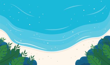 Mavi Okyanus Dalgaları 'nın Havadan Görünümü Nazikçe Düşüyor ve Huzurlu Kum Sahil Hattı' na Yuvarlanıyor