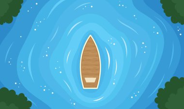 Engin Mavi Su Gölünde Yüzen Teknenin Havadan Görünümü 