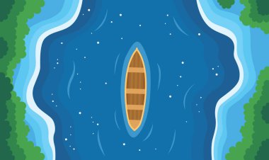 Engin Mavi Su Gölünde Yüzen Teknenin Havadan Görünümü 